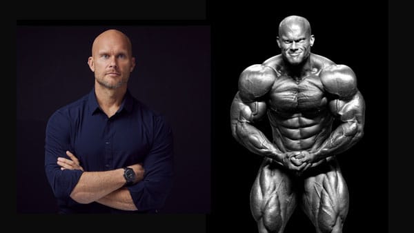 Body builder showing muscle definition