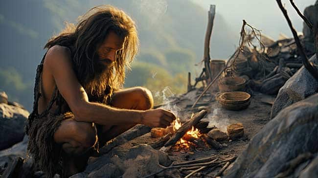 Primal squat mobility Caveman lighting fire