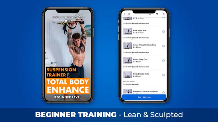 Beginner level Suspension Trainer Total Body Enhance Program workouts and exercises